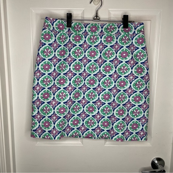 Talbots Retro Floral Mini Skirt in Purple and Green 10P - Picture 1 of 8